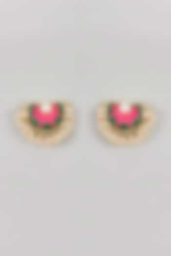 Gold Plated Multi-Colored Enameled Stud Earrings by Bauble Bazaar at Pernia's Pop Up Shop