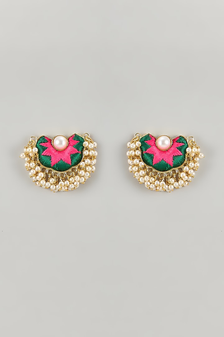 Gold Plated Multi-Colored Enameled Stud Earrings by Bauble Bazaar at Pernia's Pop Up Shop