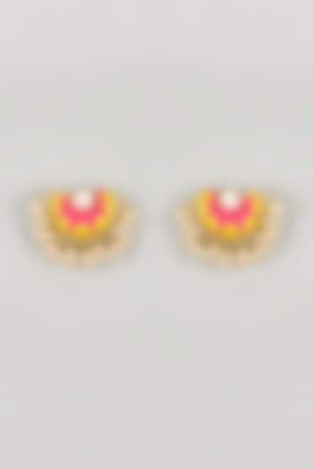 Gold Plated Multi-Colored Enameled Stud Earrings by Bauble Bazaar at Pernia's Pop Up Shop