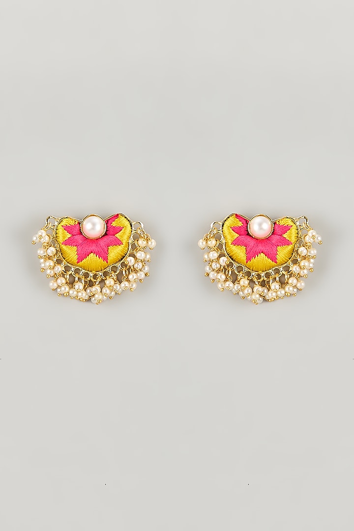 Gold Plated Multi-Colored Enameled Stud Earrings by Bauble Bazaar at Pernia's Pop Up Shop