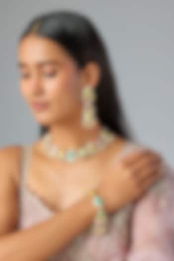 Gold Plated Multi-Colored Enameled Necklace Set by Bauble Bazaar at Pernia's Pop Up Shop