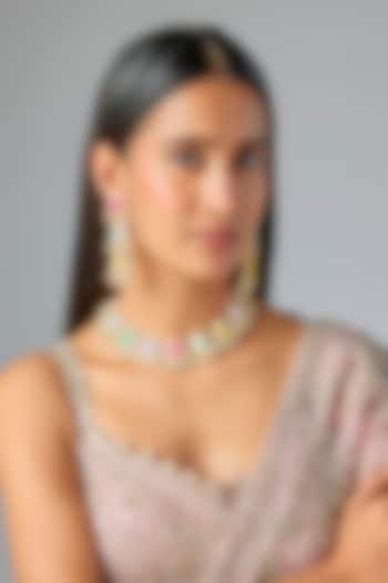 Gold Plated Multi-Colored Enameled Necklace Set by Bauble Bazaar at Pernia's Pop Up Shop