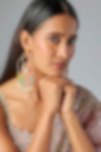 Gold Plated Multi-Colored Enameled Chandbali Earrings by Bauble Bazaar at Pernia's Pop Up Shop