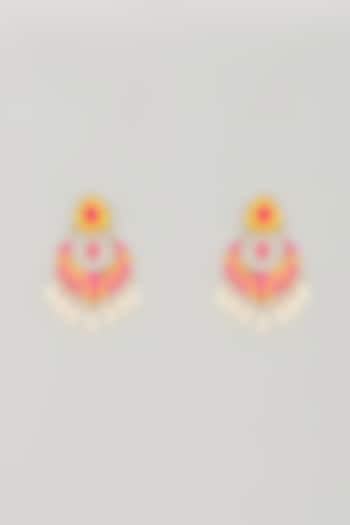 Gold Plated Multi-Colored Enameled Dangler Earrings by Bauble Bazaar at Pernia's Pop Up Shop