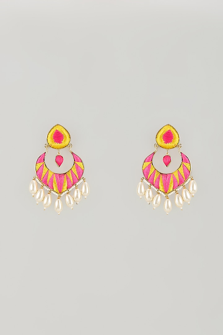 Gold Plated Multi-Colored Enameled Dangler Earrings by Bauble Bazaar at Pernia's Pop Up Shop
