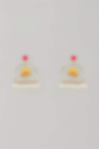 Gold Plated Multi-Colored Enameled Dangler Earrings by Bauble Bazaar at Pernia's Pop Up Shop