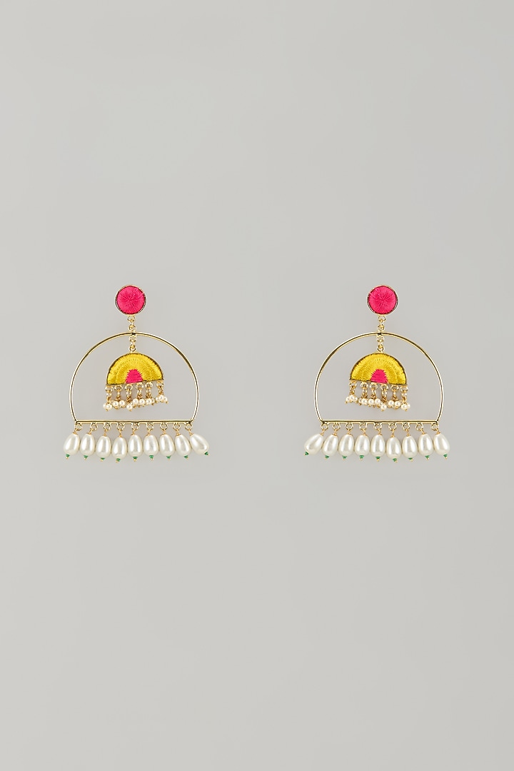 Gold Plated Multi-Colored Enameled Dangler Earrings by Bauble Bazaar at Pernia's Pop Up Shop