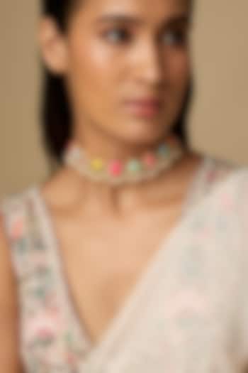 Gold Plated Multi-Colored Enameled Choker Necklace by Bauble Bazaar at Pernia's Pop Up Shop
