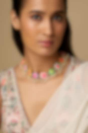 Gold Plated Multi-Colored Enameled Choker Necklace by Bauble Bazaar at Pernia's Pop Up Shop