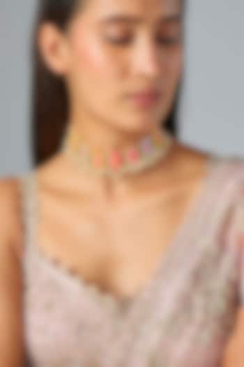 Gold Plated Multi-Colored Enameled Choker Necklace by Bauble Bazaar at Pernia's Pop Up Shop