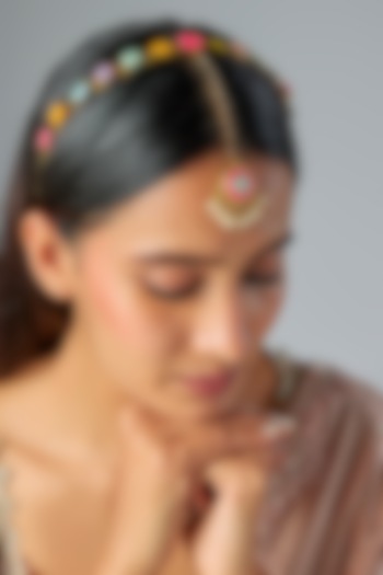 Gold Finish Multi-Colored Enameled Hair Accessory by Bauble Bazaar at Pernia's Pop Up Shop