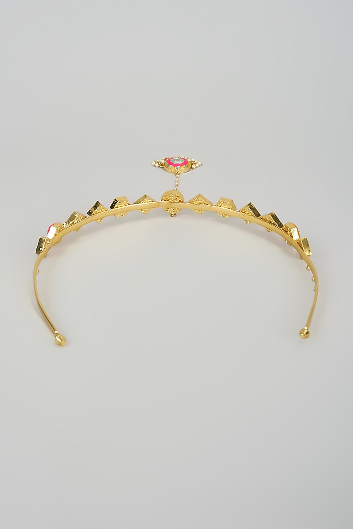 Gold Finish Multi-Colored Enameled Hair Accessory by Bauble Bazaar at Pernia's Pop Up Shop