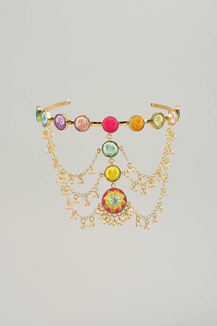 Gold Finish Multi-Colored Enameled Hair Accessories by Bauble Bazaar at Pernia's Pop Up Shop