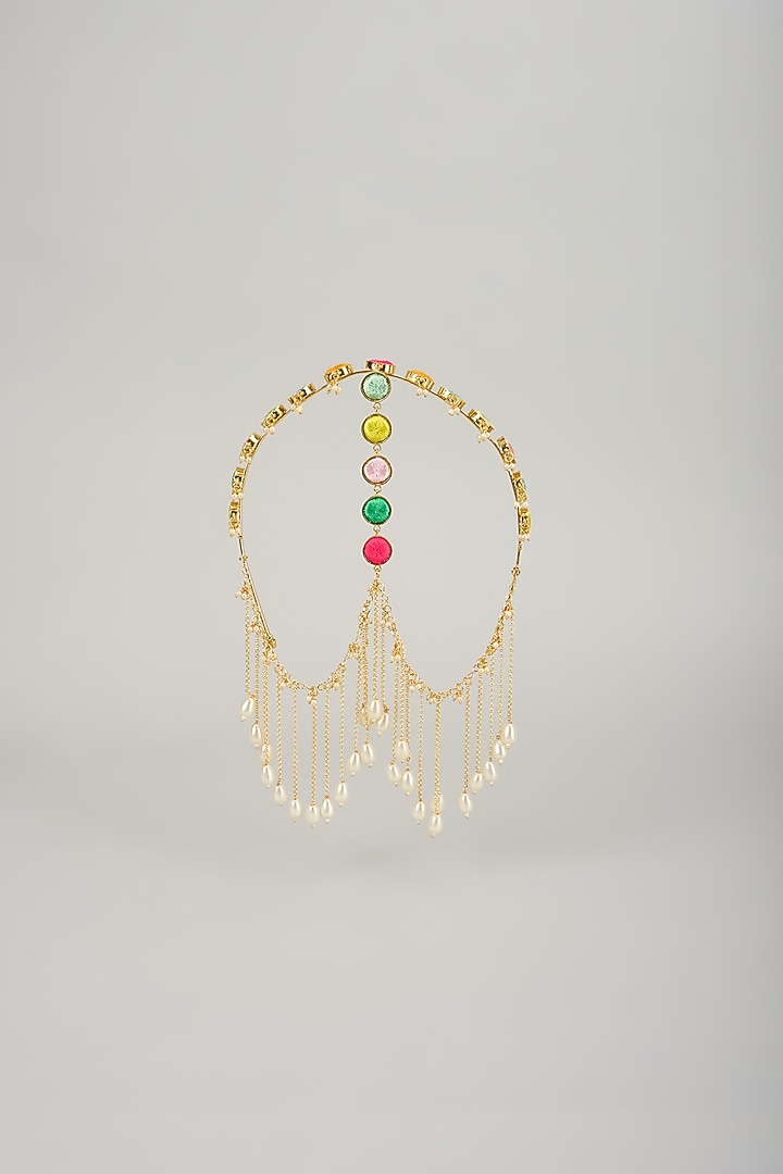 Gold Finish Multi-Colored Enameled Hair Accessories by Bauble Bazaar at Pernia's Pop Up Shop