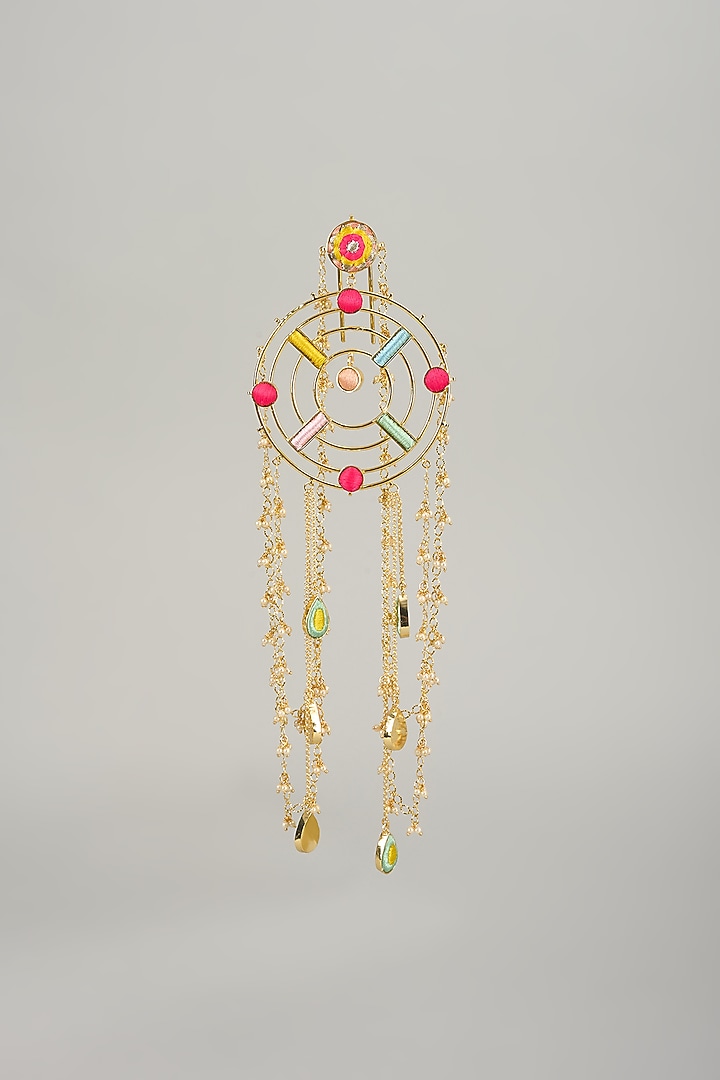 Gold Finish Multi-Colored Enameled Hair Accessories by Bauble Bazaar at Pernia's Pop Up Shop