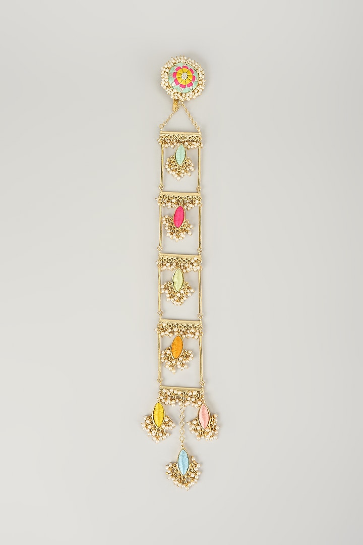 Gold Finish Multi-Colored Enameled Hair Braid Pin by Bauble Bazaar at Pernia's Pop Up Shop