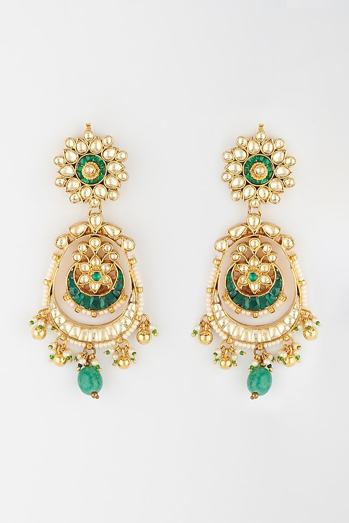Gold Plated Pearl & Beaded Earrings Design by Bauble Bazaar at Pernia's ...