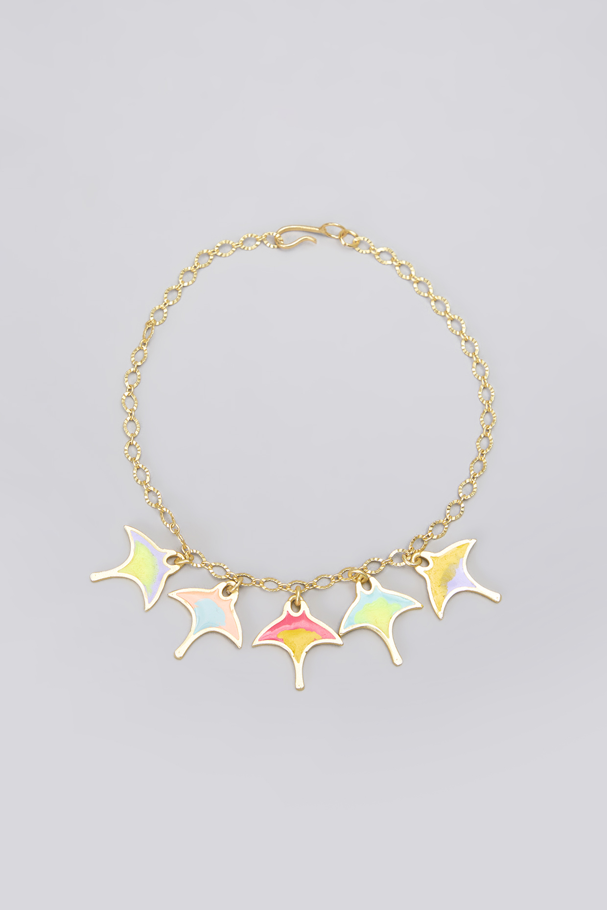 Gold Plated Pearl Multi-Colored Enameled Bracelet by Bauble Bazaar at Pernia's Pop Up Shop