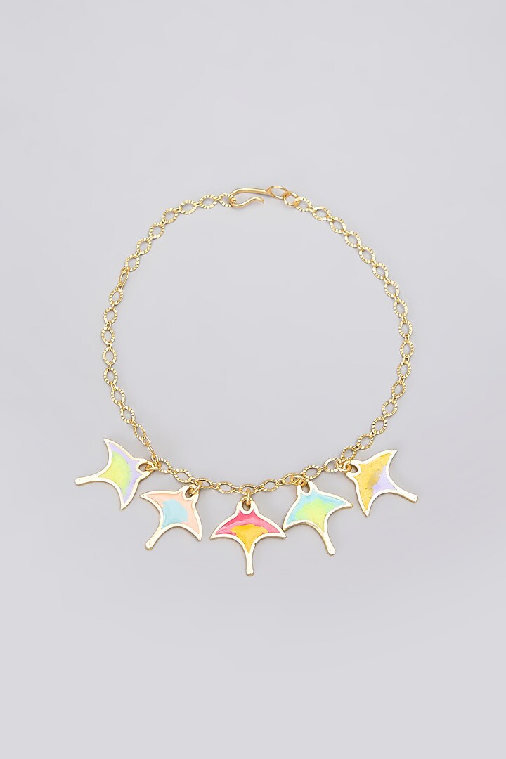Gold Plated Pearl Multi-Colored Enameled Bracelet by Bauble Bazaar at Pernia's Pop Up Shop