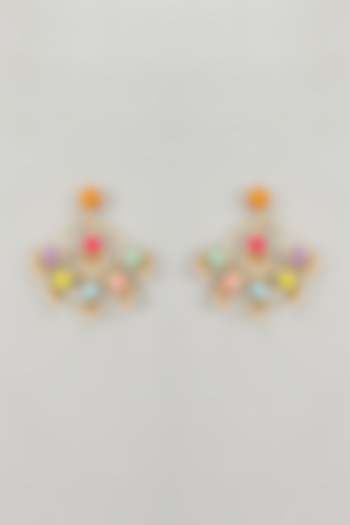 Gold Finish Thread Embroidered Chandbali Earrings by Bauble Bazaar at Pernia's Pop Up Shop