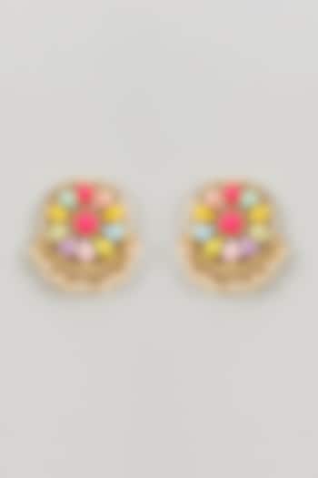 Matte Gold Finish Silk Thread & Pearl Embellished Stud Earrings by Bauble Bazaar at Pernia's Pop Up Shop