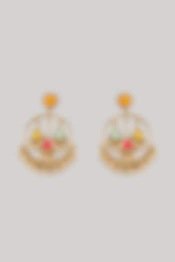 Gold Plated Multi-Colored Enameled Halo Dangler Earrings by Bauble Bazaar at Pernia's Pop Up Shop