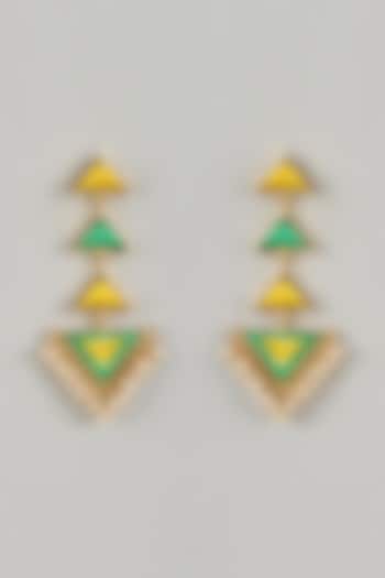 Gold Plated Enameled Dangler Earrings by Bauble Bazaar at Pernia's Pop Up Shop