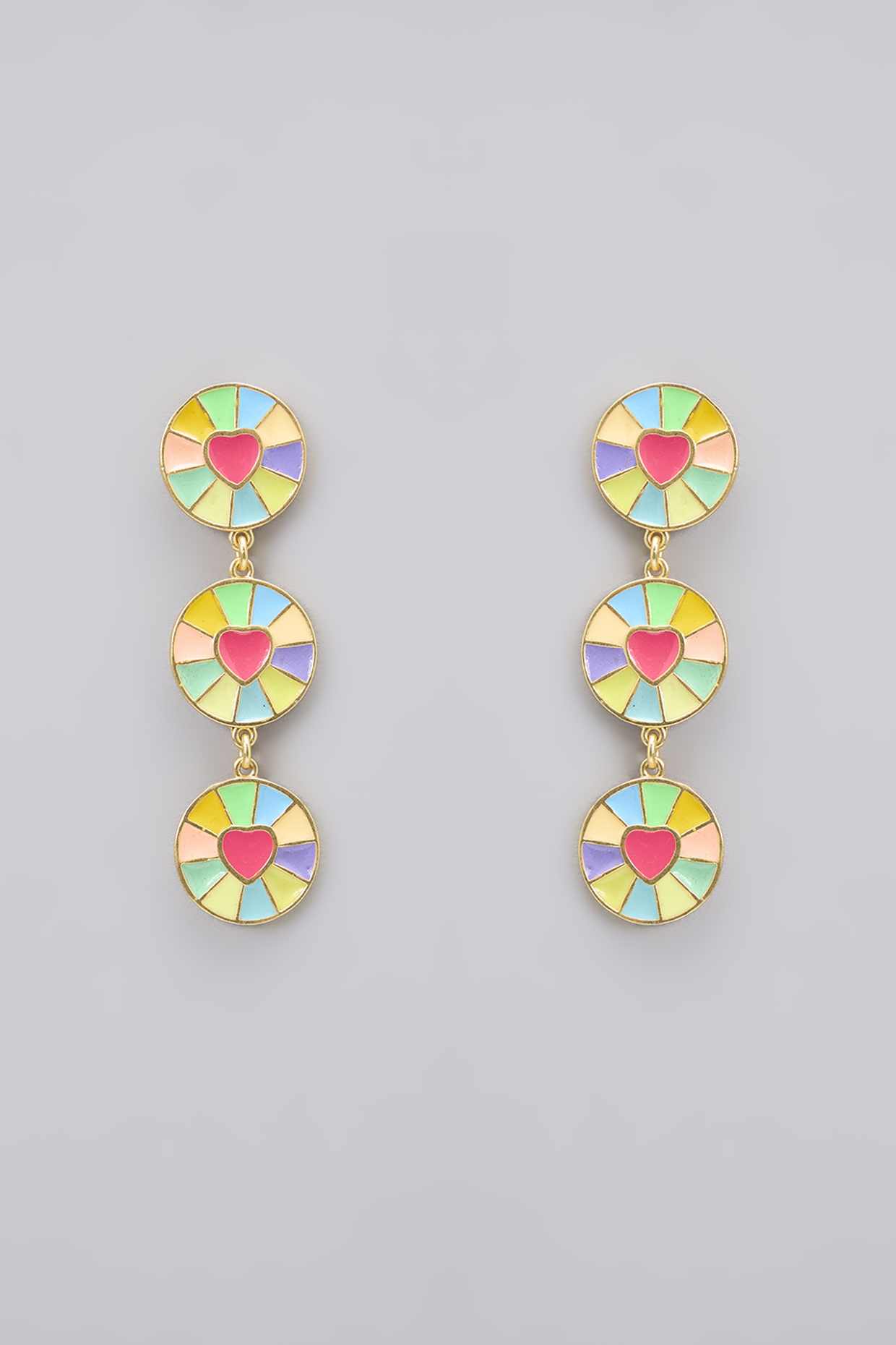 Gold Plated Pearl Embellished Multi-Colored Enameled Dangler Earrings by Bauble Bazaar at Pernia's Pop Up Shop
