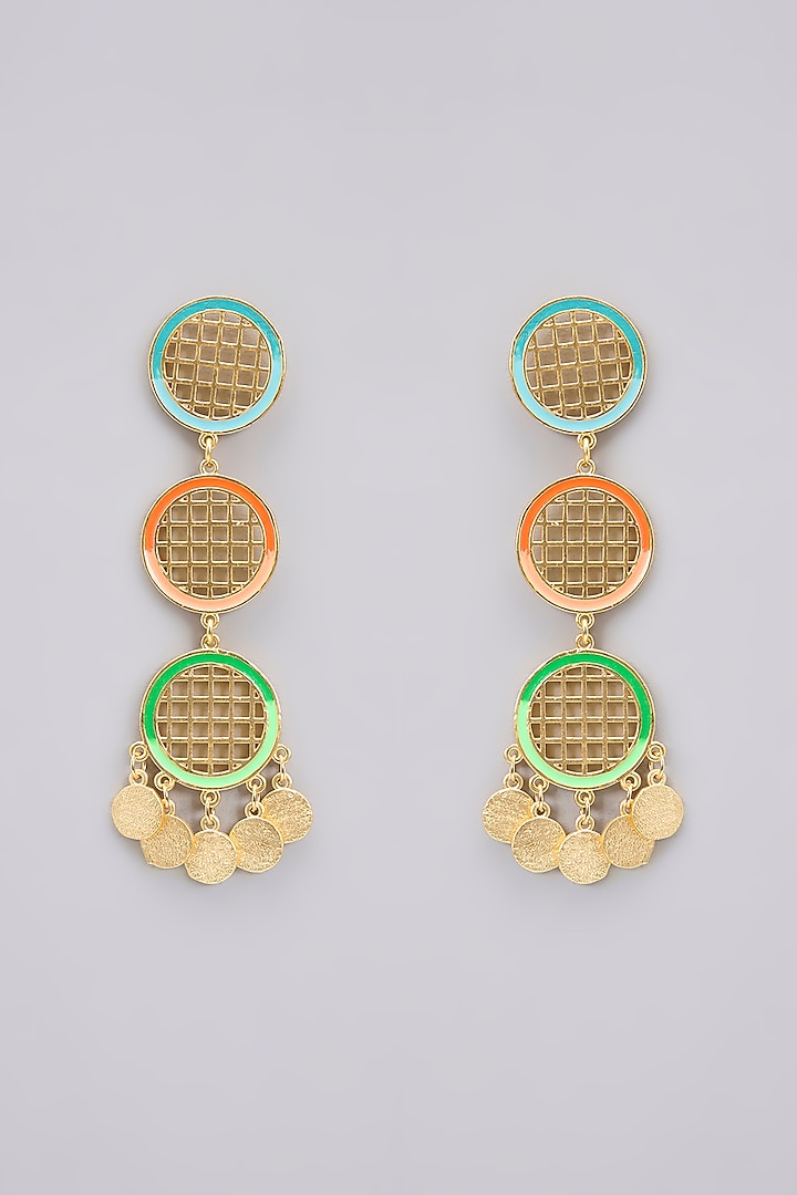 Gold Plated Pearl Dangler Earrings by Bauble Bazaar at Pernia's Pop Up Shop