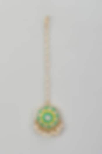 Gold Finish Silk Thread & Pearl Embellished Maangtikka by Bauble Bazaar at Pernia's Pop Up Shop