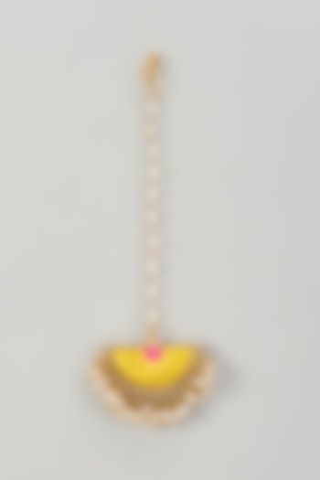 Gold Finish Silk Thread & Pearl Embellished Maangtikka by Bauble Bazaar at Pernia's Pop Up Shop