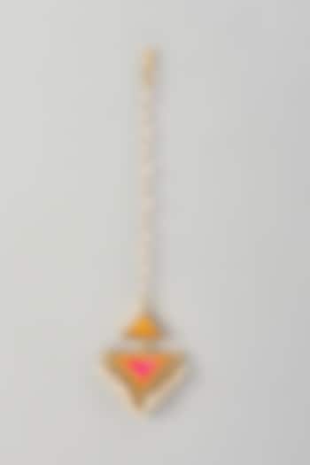 Gold Finish Silk Thread & Pearl Embellished Maangtikka by Bauble Bazaar at Pernia's Pop Up Shop