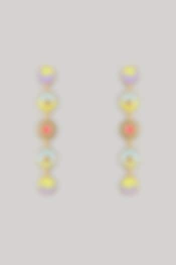 Gold Plated Multi-Colored Enameled Dangler Earrings by Bauble Bazaar at Pernia's Pop Up Shop