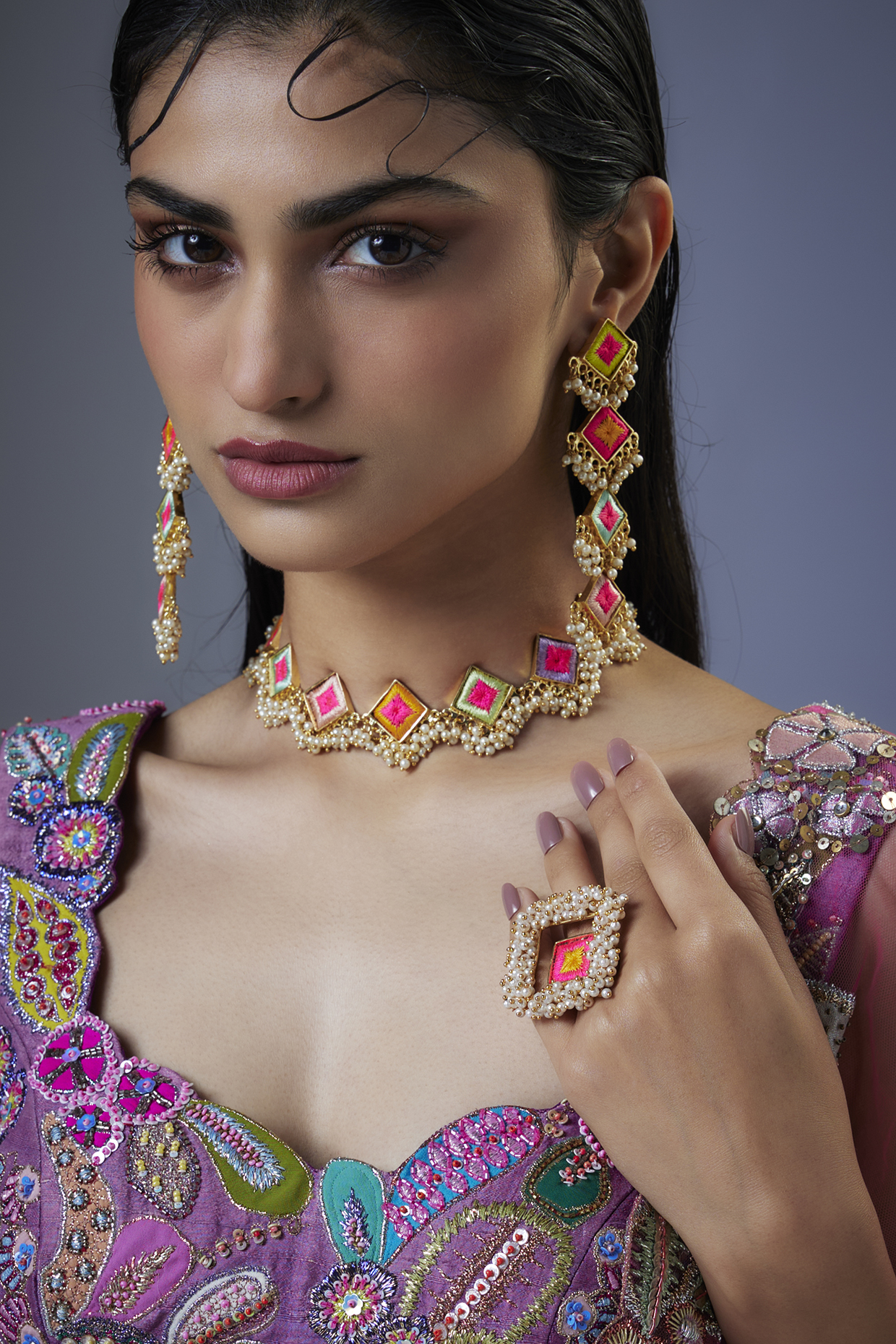 Gold Finish Necklace Set by Bauble Bazaar at Pernia's Pop Up Shop