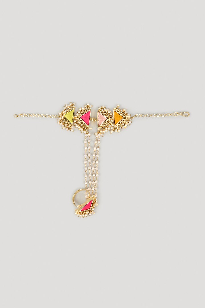 Matte Gold Finish Embroidered Layered Necklace Set by Bauble Bazaar at Pernia's Pop Up Shop
