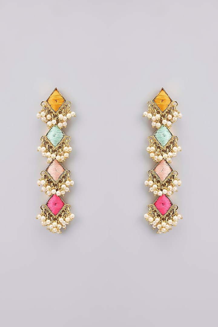 Gold Plated Multi-Colored Silk Thread Necklace Set by Bauble Bazaar at Pernia's Pop Up Shop