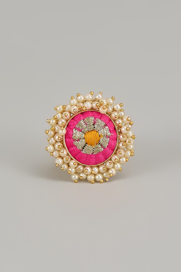 Gold Plated Multi-Colored Enameled Ring by Bauble Bazaar at Pernia's Pop Up Shop
