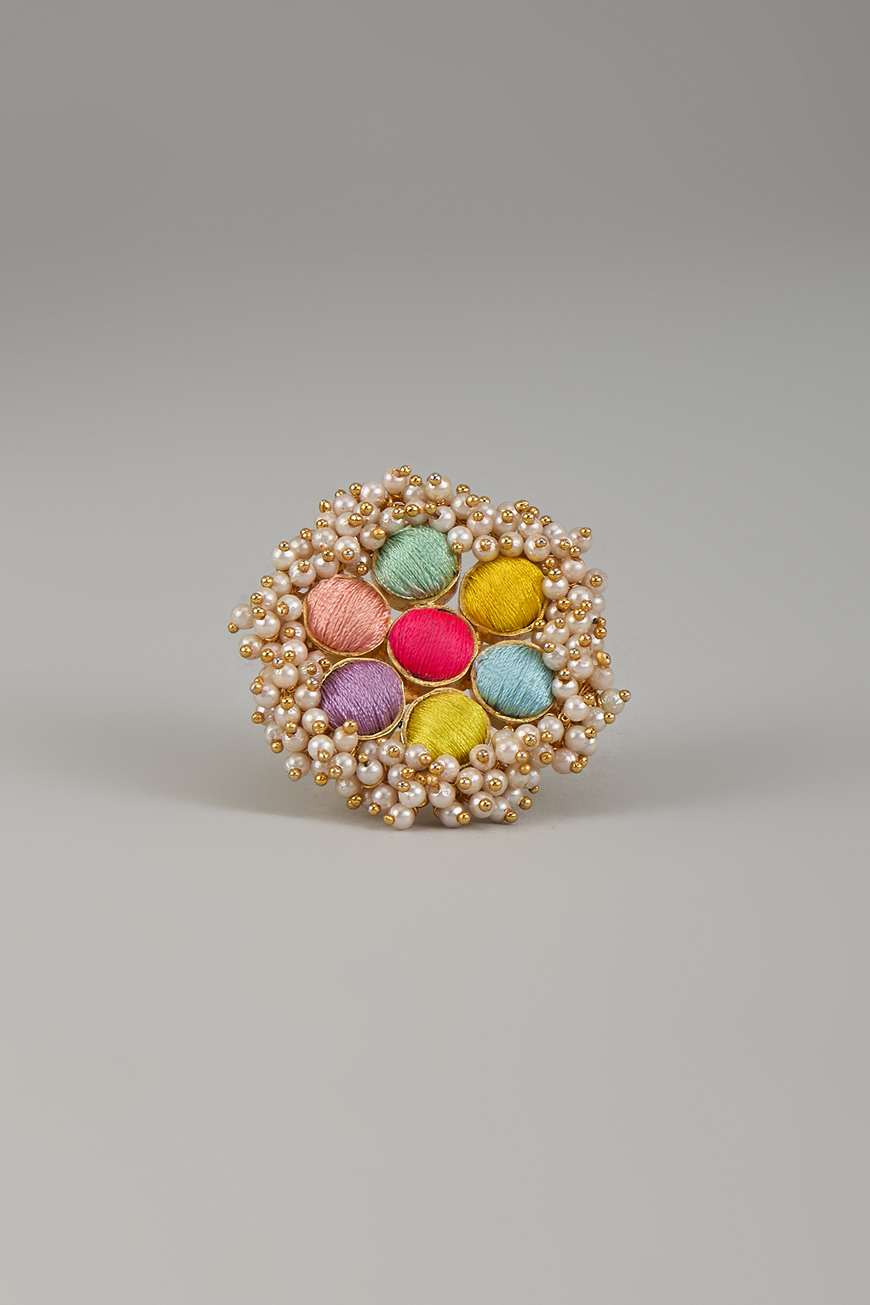 Gold Plated Multi-Colored Enameled Ring by Bauble Bazaar at Pernia's Pop Up Shop