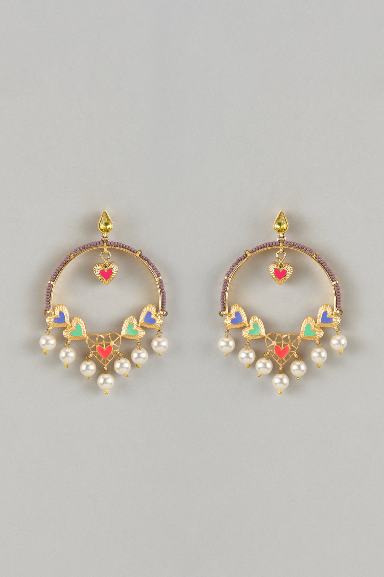 Gold Finish Swarovski Chandbali Earrings by Bauble Bazaar at Pernia's Pop Up Shop