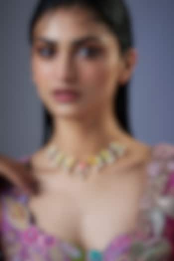Gold Plated Enameled Necklace by Bauble Bazaar at Pernia's Pop Up Shop