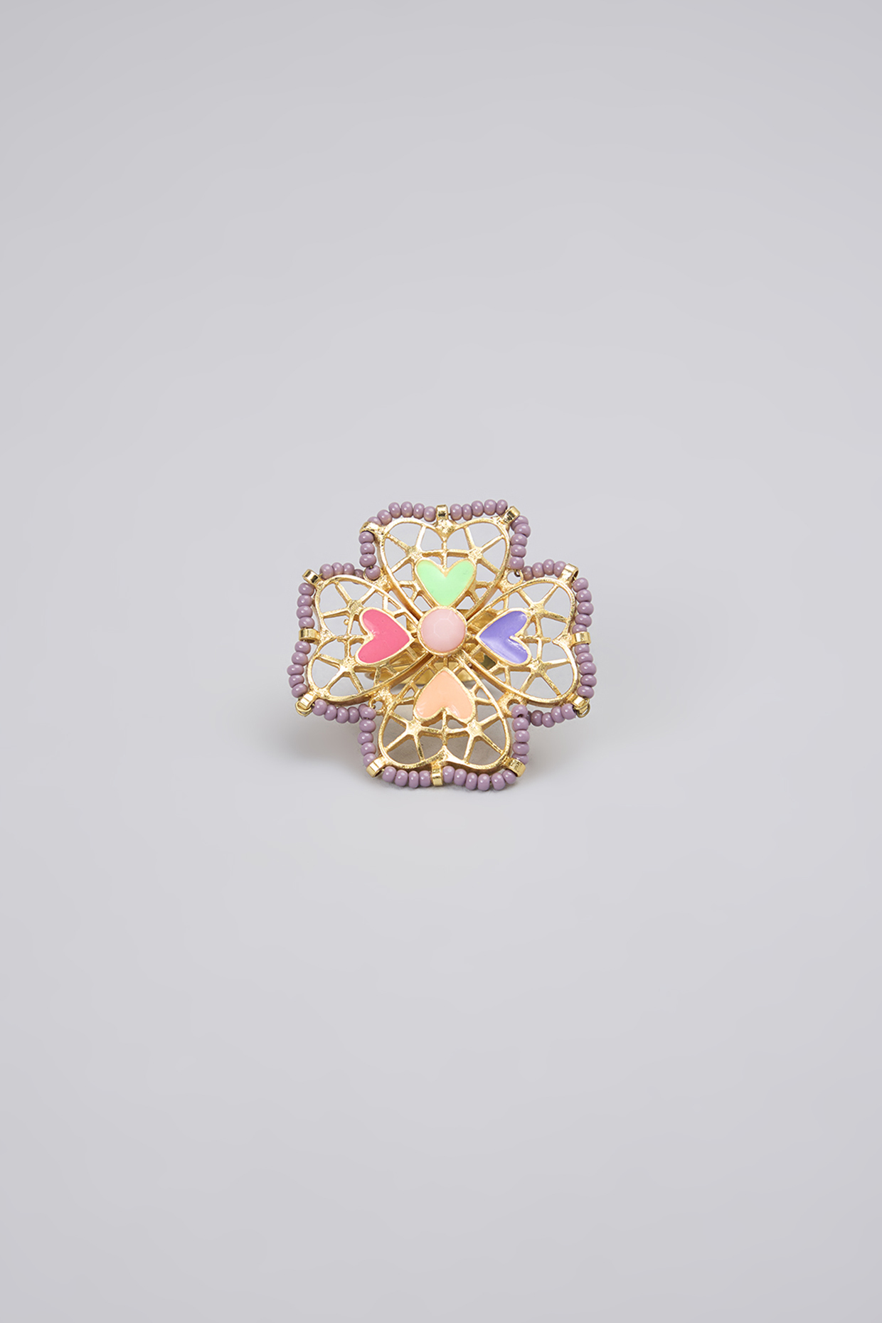 Gold Plated Pearl Cluster Enameled Ring by Bauble Bazaar at Pernia's Pop Up Shop
