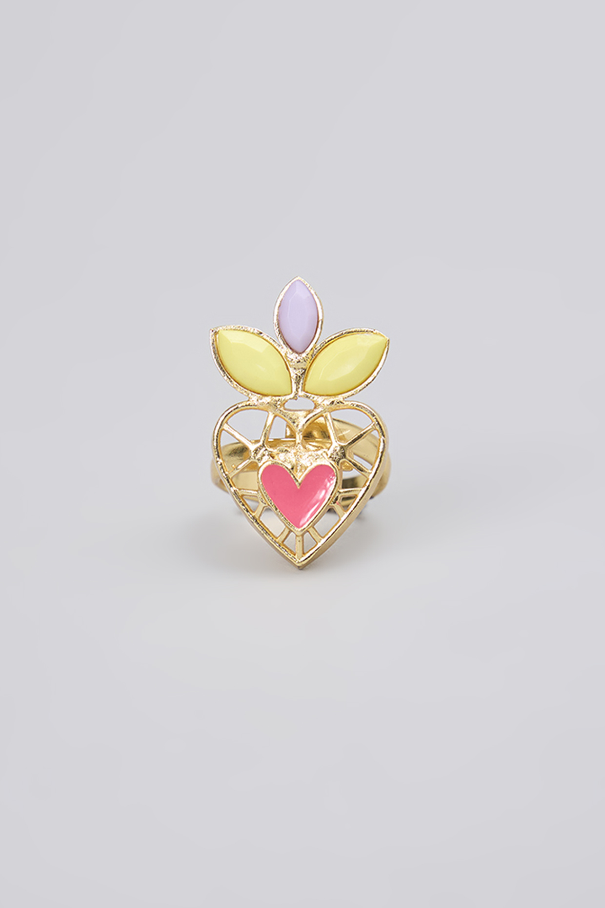 Gold Finish Pearl Embellished Enameled Adjustable Ring by Bauble Bazaar at Pernia's Pop Up Shop