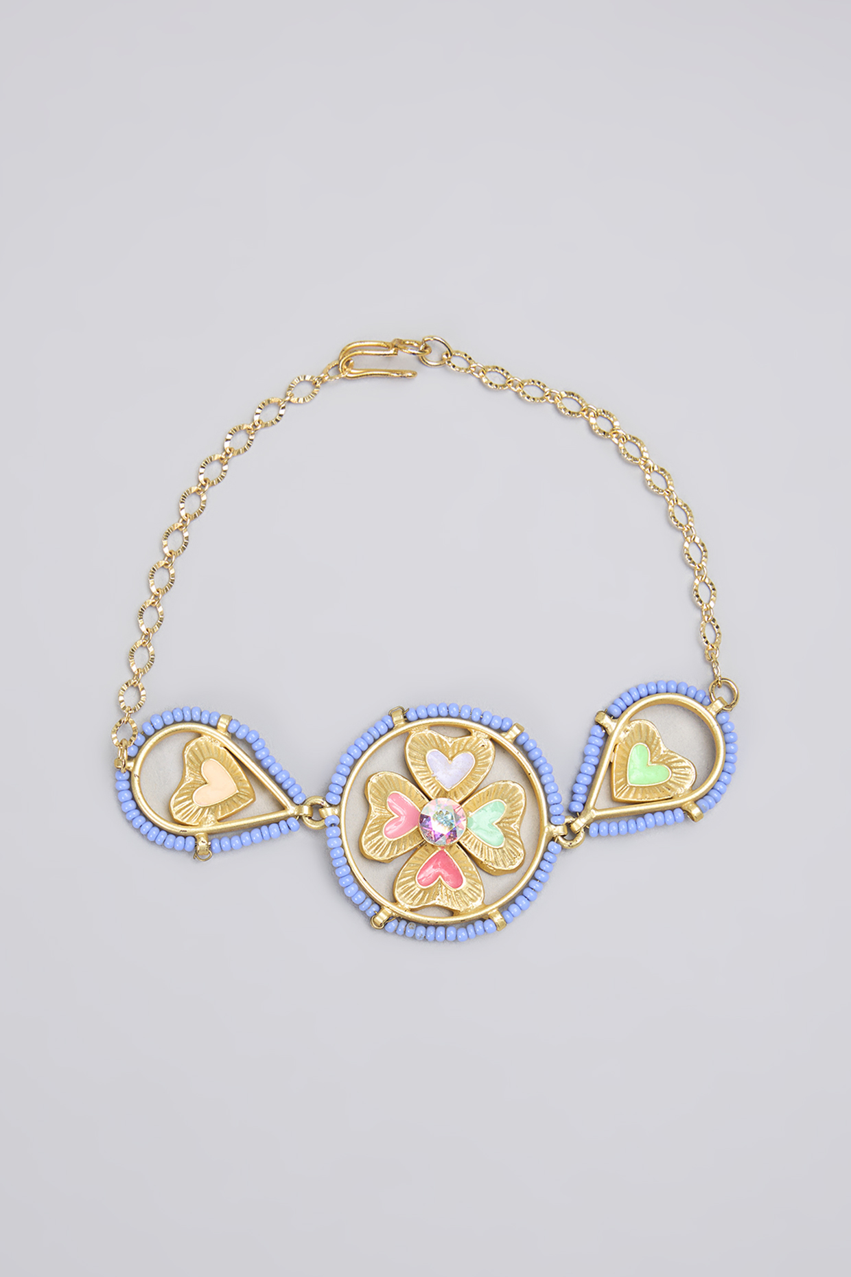 Gold Plated Pearl Enameled Bracelet by Bauble Bazaar at Pernia's Pop Up Shop