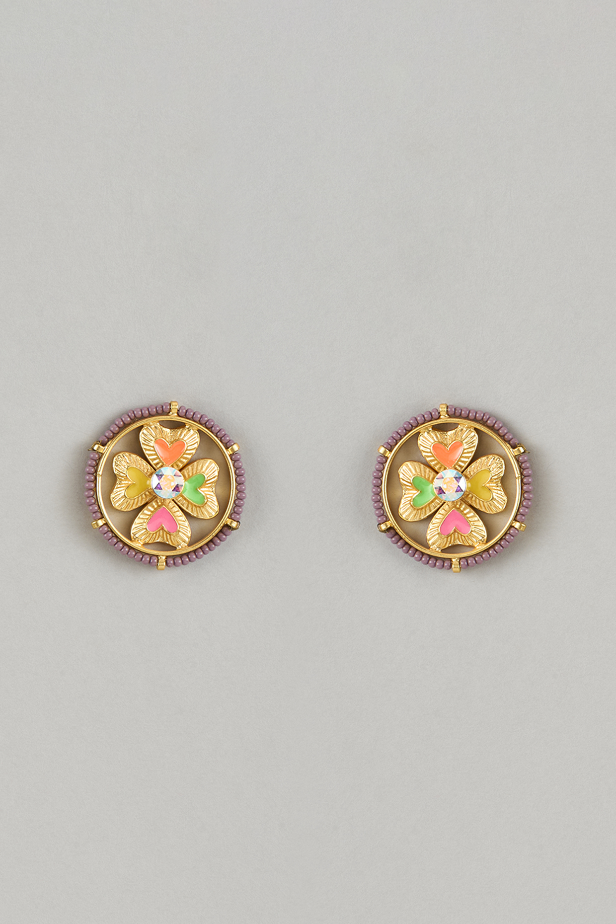 Gold Plated Swarovski Multi-Colored Enameled Stud Earrings by Bauble Bazaar at Pernia's Pop Up Shop