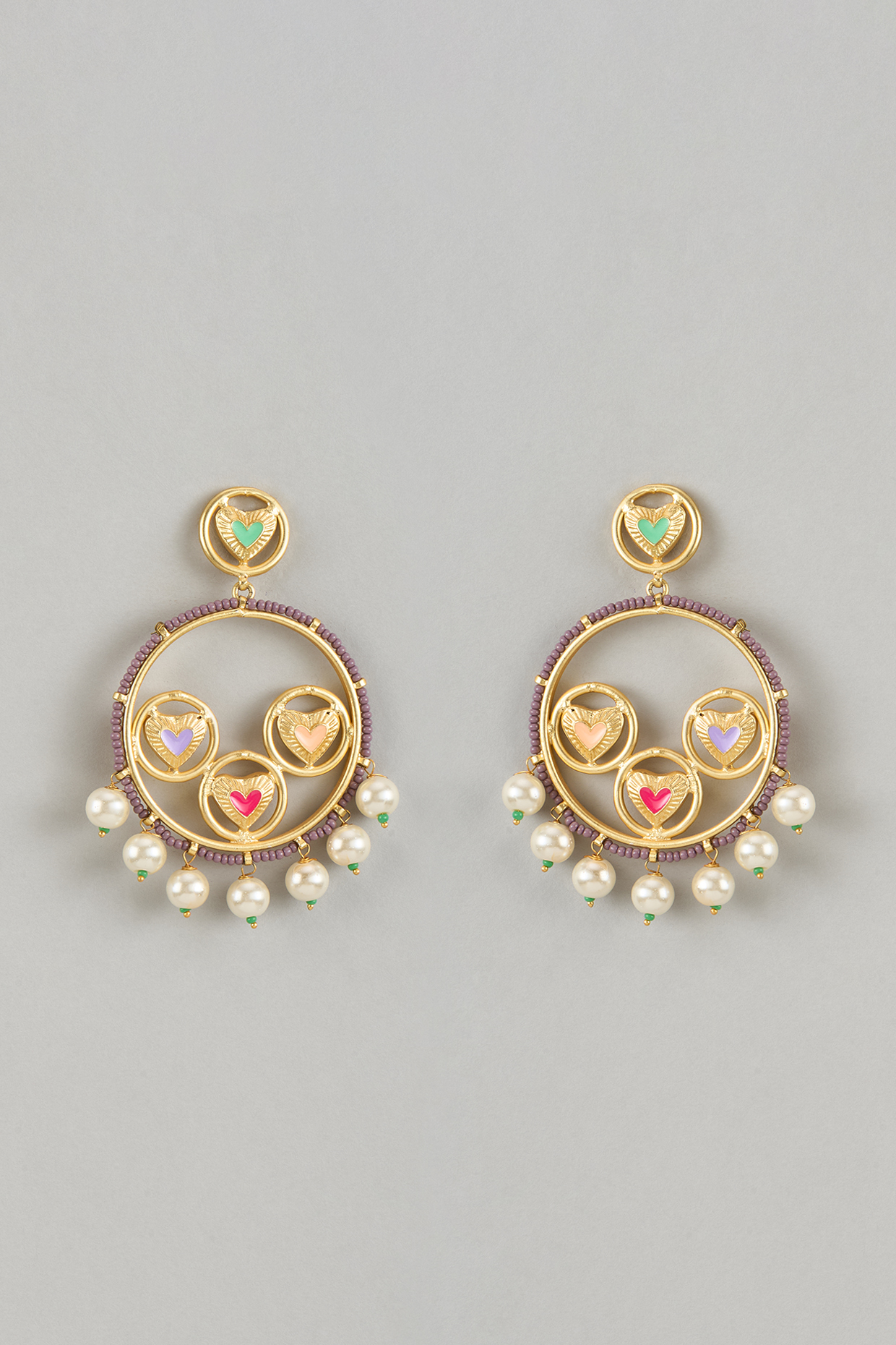 Gold Finish Swarovski Enameled Dangler Earrings by Bauble Bazaar at Pernia's Pop Up Shop