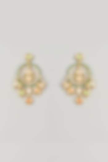 Gold Plated Multi-Colored Swarovski Crystal Enameled Dangler Earrings by Bauble Bazaar at Pernia's Pop Up Shop