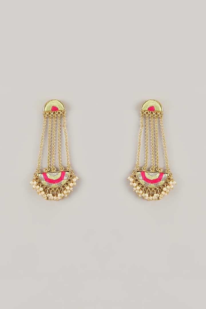 Gold Plated Handcrafted Dangler Earrings by Bauble Bazaar at Pernia's Pop Up Shop