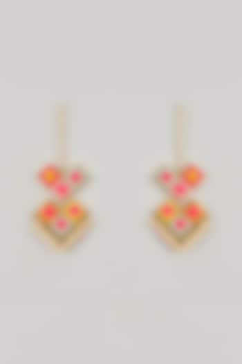 Gold Plated Enameled Dangler Earrings by Bauble Bazaar at Pernia's Pop Up Shop