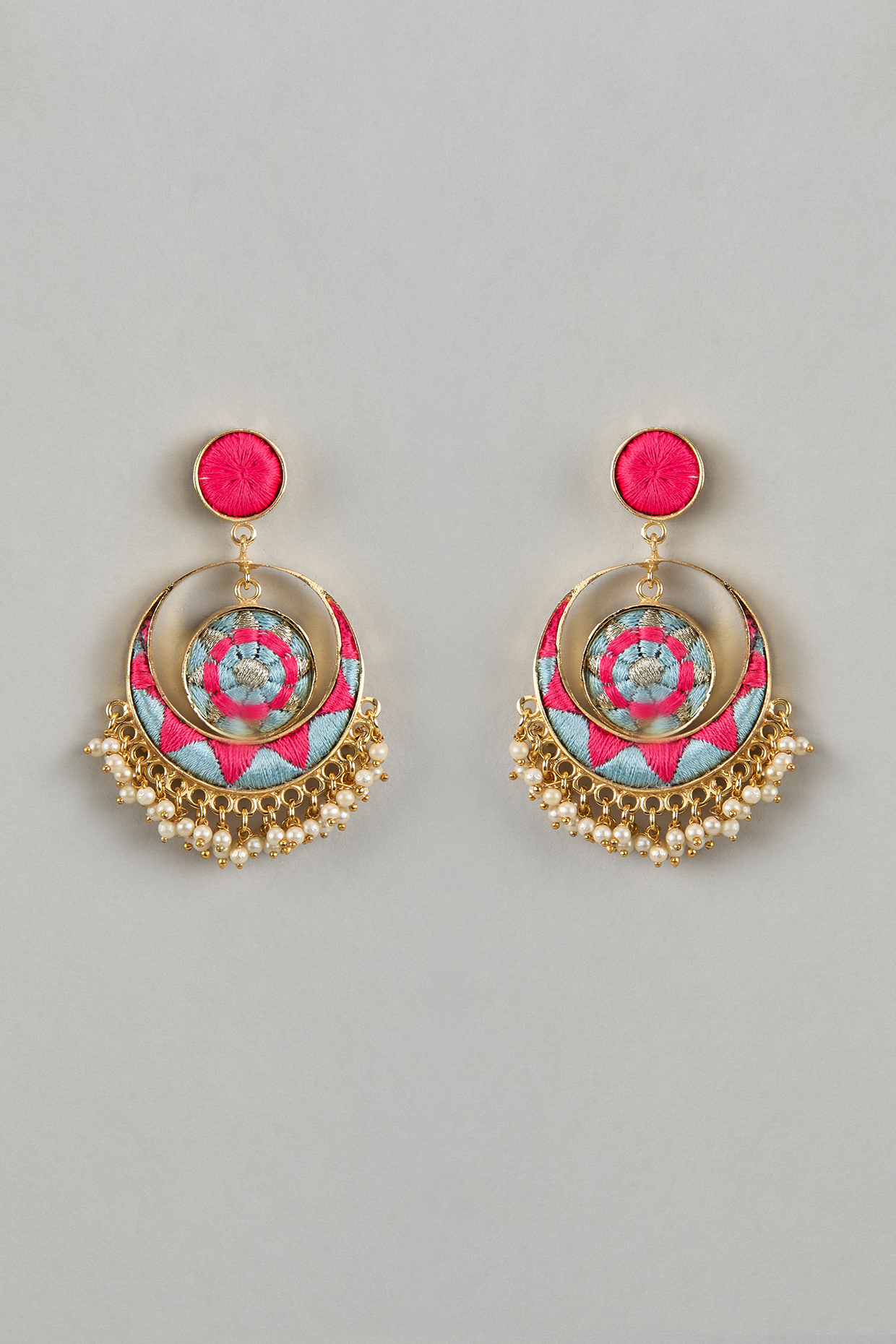 Gold Plated Multi-Colored Enameled Chandbali Earrings by Bauble Bazaar at Pernia's Pop Up Shop
