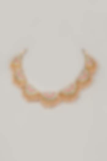 Gold Finish Embroidered Necklace by Bauble Bazaar